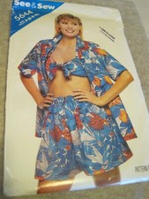 BUTTERICK 5644 MISSES' SHIRT BRA SHORTS Vintage Sewing  Pattern UNCUT