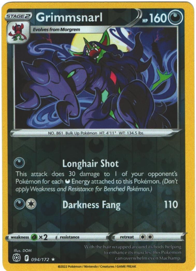 Grimmsnarl 94/172 Brilliant Stars Reverse Holo Rare Pokemon Card Pokémon TCG 094