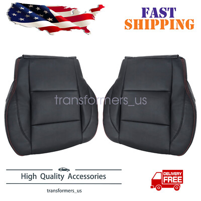 Red Seam For 2005-2015 Nissan Titan PRO-4X Front Bottom Leather Seat Cover Black