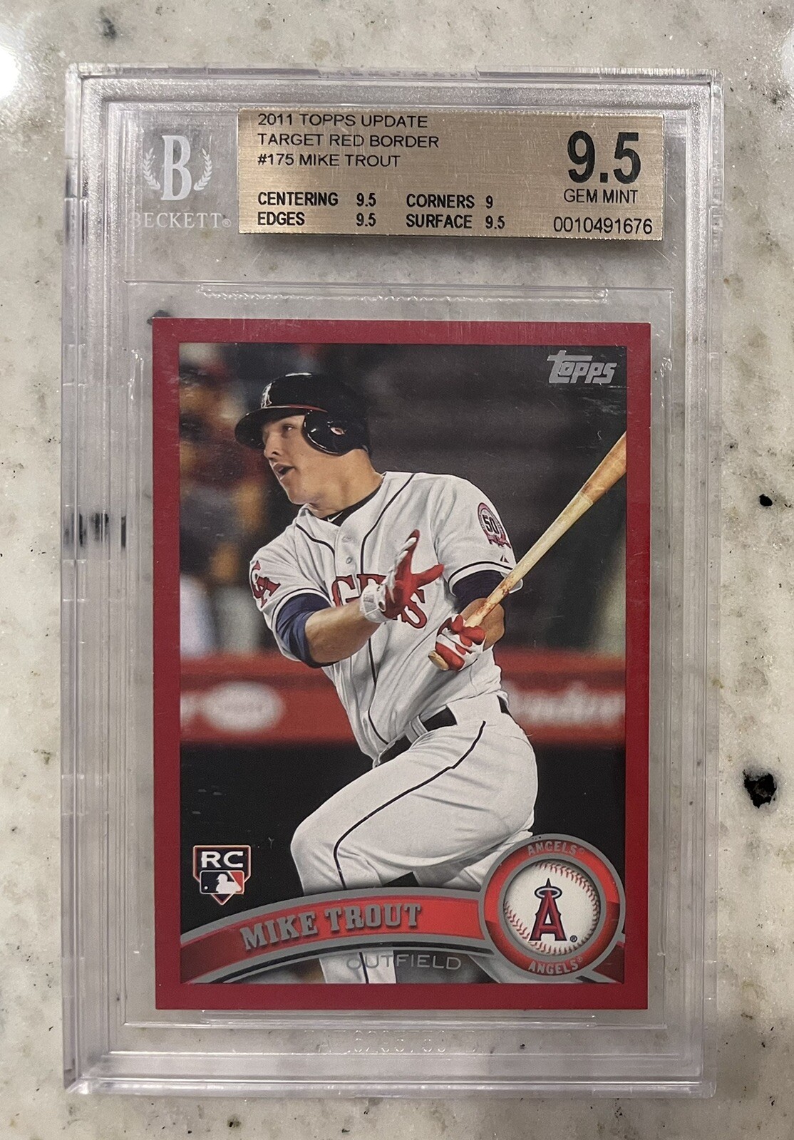 2011 Mike Trout Topps Update RED BORDER Rookie RC #US175 BGS 9.5 Gem Mint