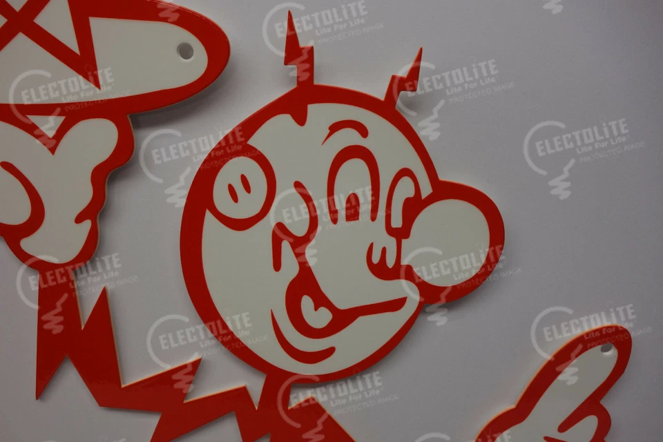 Reddy Kilowatt HOLDING ELECTRIC TOWER DIE CUT HEAVY SIGN ELECTRICIAN GIFT!  - Image 2 of 3