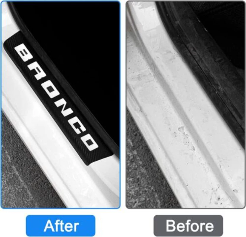 4*Carbon Fibre Car Door Sill Plate Protector Step Sticker For Bronco 1966-2023 Foto 3 de 4