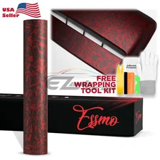ESSMO PET Marble Forged Matte Carbon Fiber Red Car Vehicle Vinyl Wrap Decal