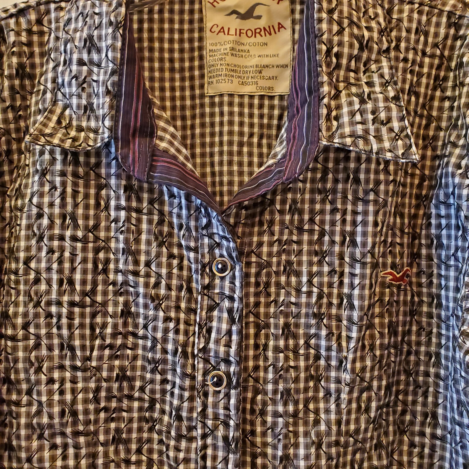 Hollister Gingham Checked Button Down 3/4 Sleeve … - image 10