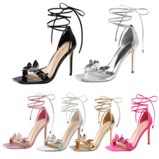 Women Lace Up High Heels Stilettos Heel Sandals Strappy Gladiator Wedding Sandal