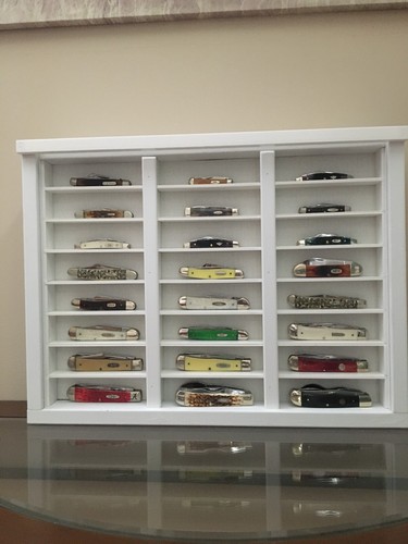 pocket knife display case wood pvc plexiglass with box compartment app. 15x20x4 - Picture 3 of 14