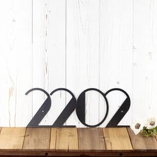 Personalized Modern Metal House Number Sign, Mid-Century Style 6 inch & 8 inch