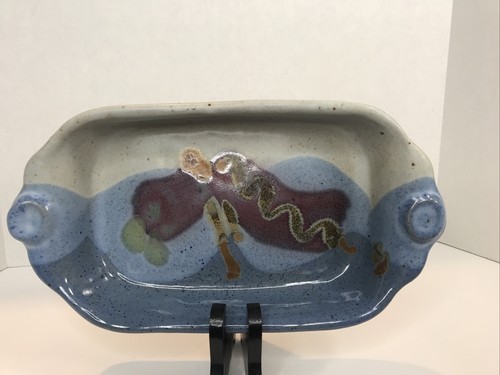 Tom Chamberlain Art Pottery Stoneware Tray Casserole Baking Dish Blue Purple EUC - Picture 11 of 12