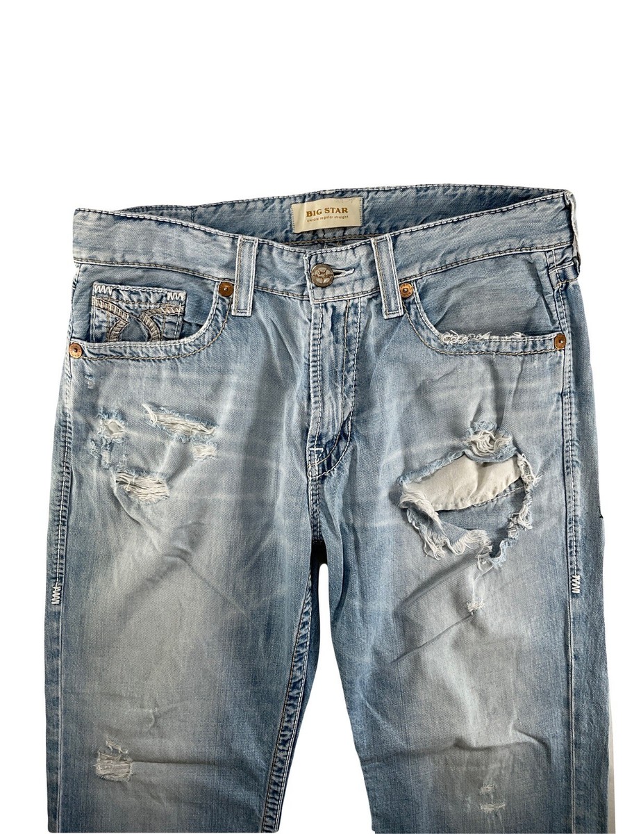 Big Star Jeans Union Straight Leg Mid Rise Light Wash Thick
