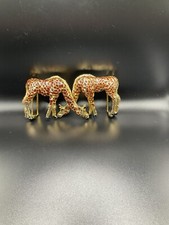 Vintage 1992 Mimi Di N 3-D Golden  Enameled Double Giraffe Belt Buckle