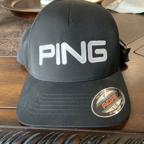 NWT Ping Golf Logo Black Cap Flex fit Size L/XL