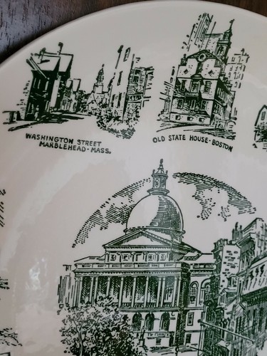 Kettlesprings Transferware Plate Vtg State Souvenir Historic Massachusetts - Picture 10 of 12