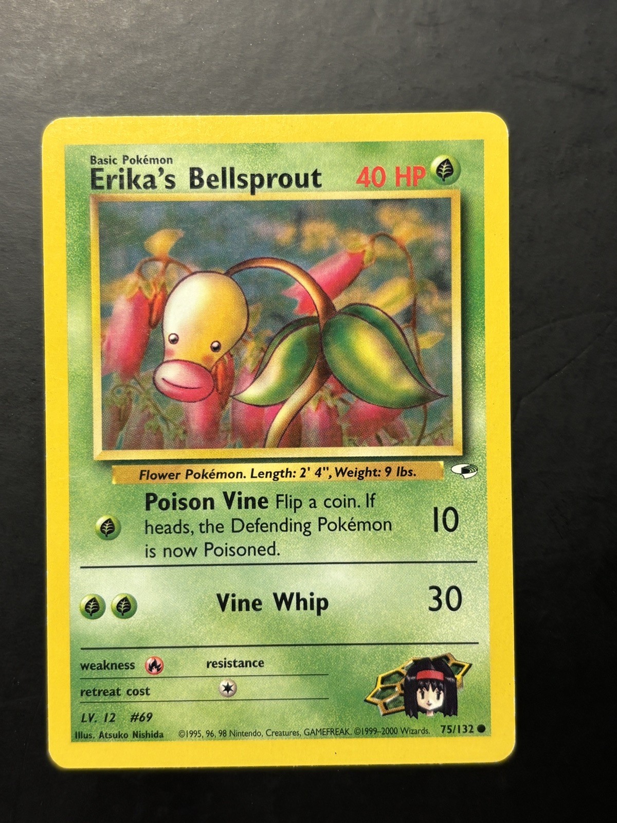 Erika's Bellsprout 75/132 Common Gym Heroes Pokemon Unlimited Lightly Played