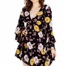 New ALTAR D STATE Bkack Floral Dress Size Small