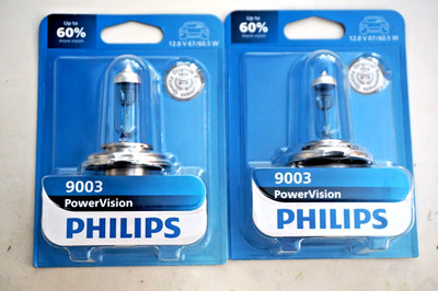 2 Philips PowerVision 9003 60% More Vision Halogen Headlight Bulb Pair 9003PWVB1