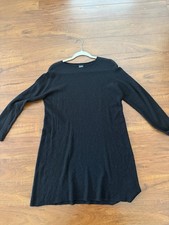 Eileen Fisher Sheer Long Sleeve Black Wool Dress Cover Up Large