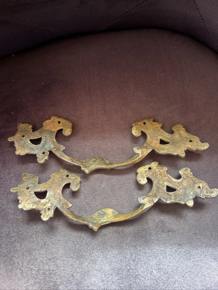 Poignées De Meuble En Bronze XIX Ème s Style Louis XV - Photo 2/2