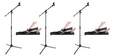  3 Rockville RVMIC50 Portable Mic Stands w/ Boom Arms, Carry Bags, Adjustable