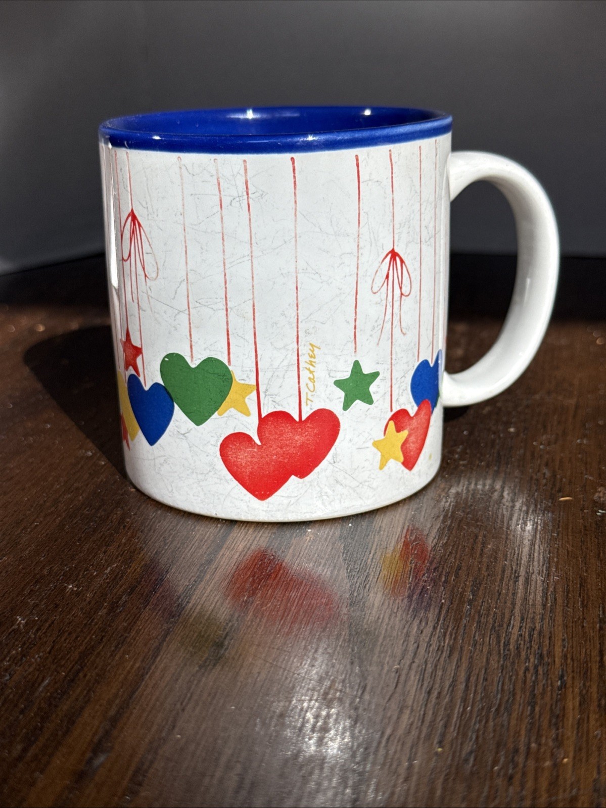 Vintage Potpourri Press T. Cathey 8oz Coffee Tea Cup Mug Hearts Stars