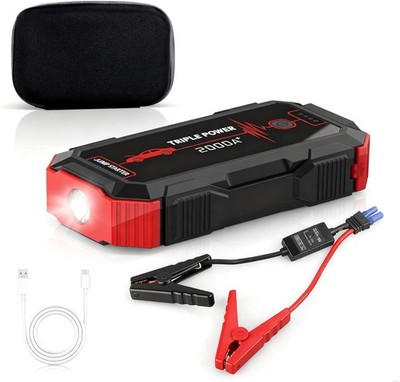 Portable Battery Jumper Starter 2000A Peak 12V Car Jump Starter & Power Booster