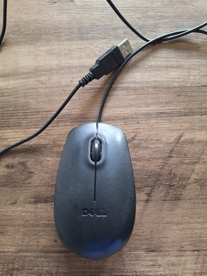 Maus Dell kabelgebunden USB schwarz Scrollrad läuft einwandfrei gebraucht