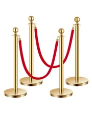 Uimoso 4Pcs Gold Stanchion Post Crowd Control Queue Barrier Sand Injection Base