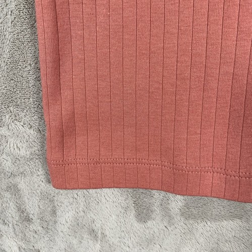Uniqlo Ribbed Boat Neck Half Sleeve T-Shirt Damen M Pink 100% Cotton Fitted Tee - Bild 6 von 11