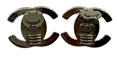 Chanel Rhinestone/Silver 1997 CC Turn lock Earrings - Picture 5 of 7