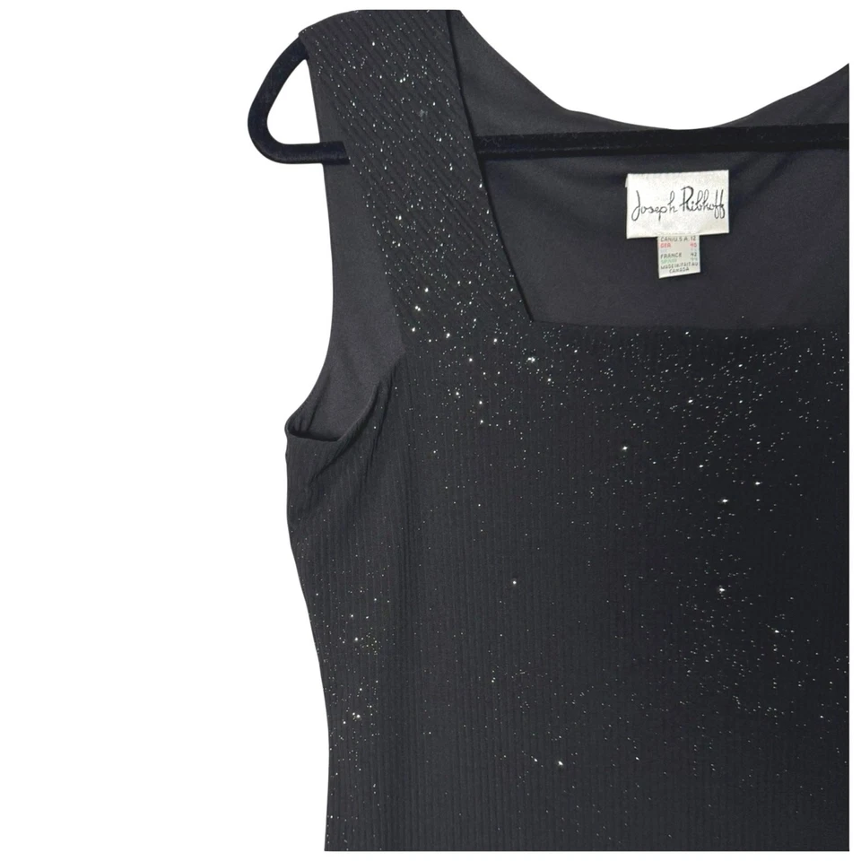 Joseph Ribkoff Square Neck Sleeveless Glitter Ribbed Stretch Knit Top Size 12 - Image 3 of 4