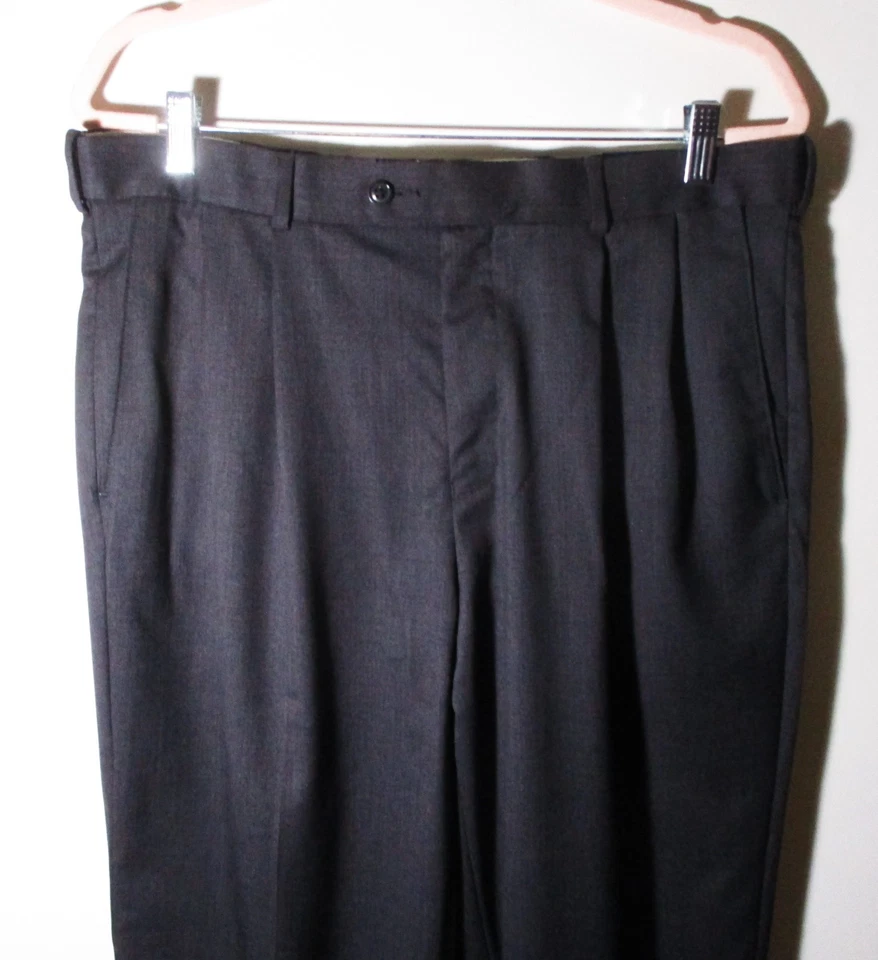 Pantalones de vestir de lana CLUB ROOM gris carbón "cintura cómoda" para hombre talla 34X30 nuevos con etiquetas Foto 2 de 4