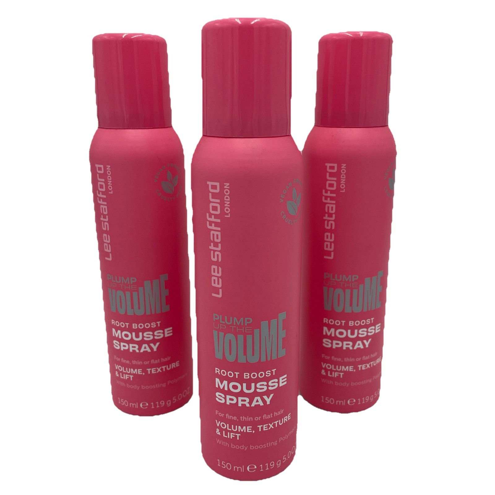 3 x Lee Stafford Plump Up The Volume Root Boost Mousse Spray 150ml