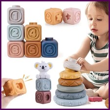 Baby Silicone Building Blocks Montessori Toys for Babies Squeeze Stacker