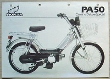 HONDA PA50 CAMINO DELUXE SPECIAL MOTORCYCLE Sales Specification Leaflet Oct 1981