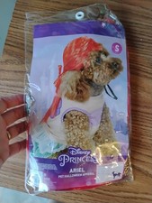 Dog Pet costume Ariel Little Mermaid Disney Princess Halloween wig outfit. SMALL