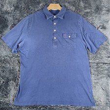 Criquet Pocket Polo Shirt Men's Large Navy Blue Short Sleeve Preppy Golf Texas
