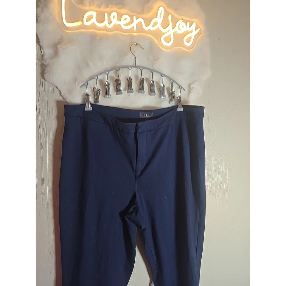 Pantalones NYDJ Plus 18W Levantamiento Pliegue Cintura Elastizados Azul Marino Oficina Grapa Invierno Foto 2 de 4