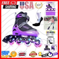 Adjustable Inline Skates for Kids and Adults with Full Light Up Wheels, Outdo...