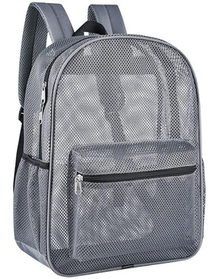  Mesh Backpack Lightweight See Through Backpack for Commuting Swimming Grey