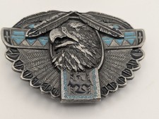Vintage 1996 Bergamot Brass Works Eagle Native American Style Belt Buckle E-256