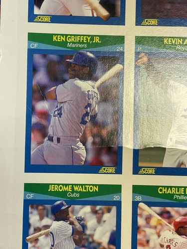 Griffey Jr 1990 Score Rising Stars Uncut Sheet. See Photos For Condition & Size! - Picture 6 of 9