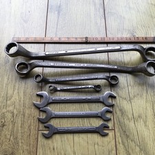 7 Vintage Garringtons  Red Diamond Spanner’s 3/4” To 1/8” Whitworth.