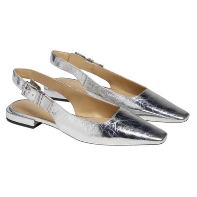 Michael Kors Women's Silver Darrington Slingback Flats Shoes Size 7M NEW