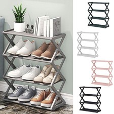 Shoes Storage Tall Organizer Shoe Rack Free Standing 4 Tiers DIY Narrow Small