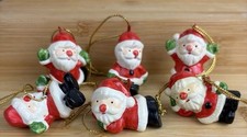 Vtg Lot 6 Ceramic Mini Santa Claus Clause Chr...