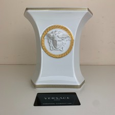 Versace Rosenthal Gorgona Medusa White & Gold Porcelain Small Vase 7"  18cm
