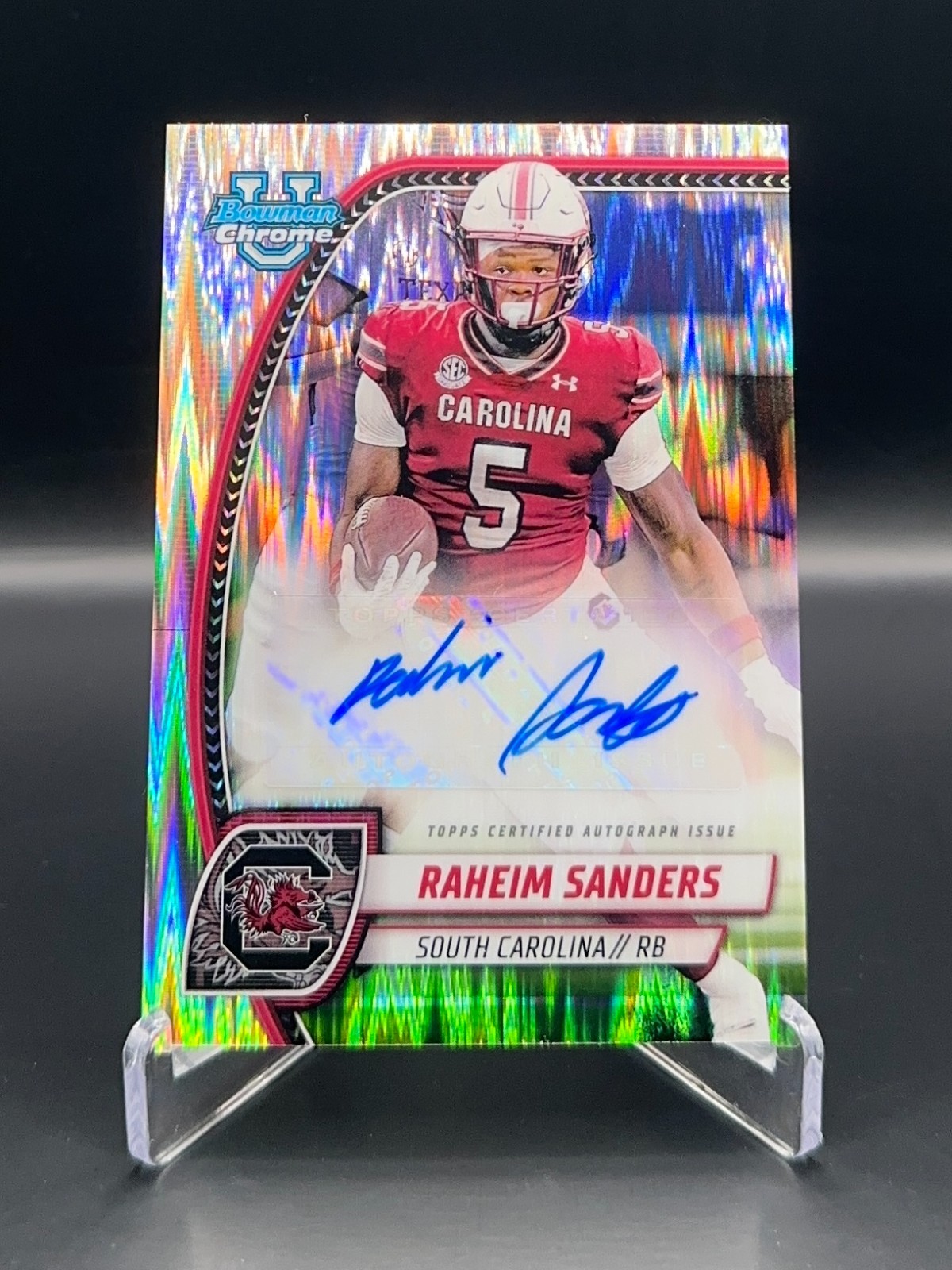2024 Bowman Chrome U Football Raheim Sanders Stealth Autograph