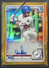 ANDY PAGES 2020 BOWMAN CHROME PROSPECT AUTO TRUE GOLD REFRACTOR 1ST RC 17/50