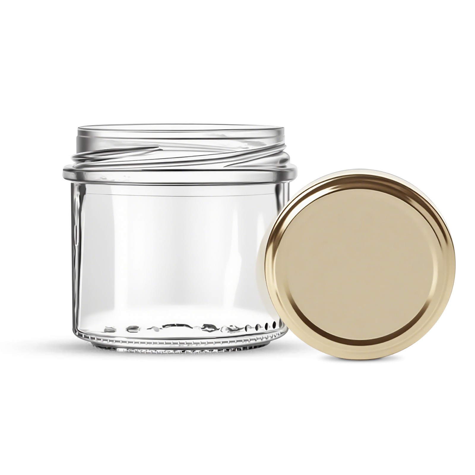 Bocaux en verre de fabrication française 130ml et couvercles dorés premium