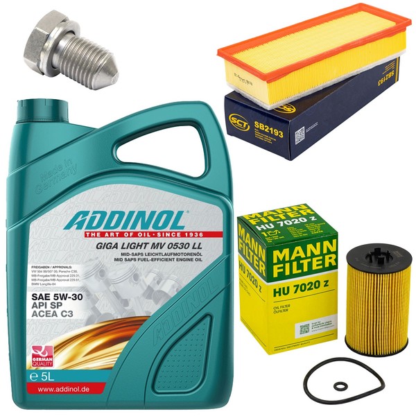 MotoröL Filter Set 5W-30 5 Liter + ÖLablassschraube FüR Audi A4 Q5 A5 2.0 Tdi-image