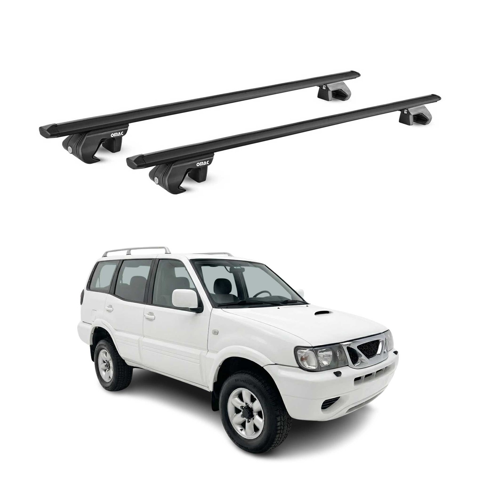 Barres de toit Nissan Terrano II R20 transversales noires alu 1993-2005 galerie